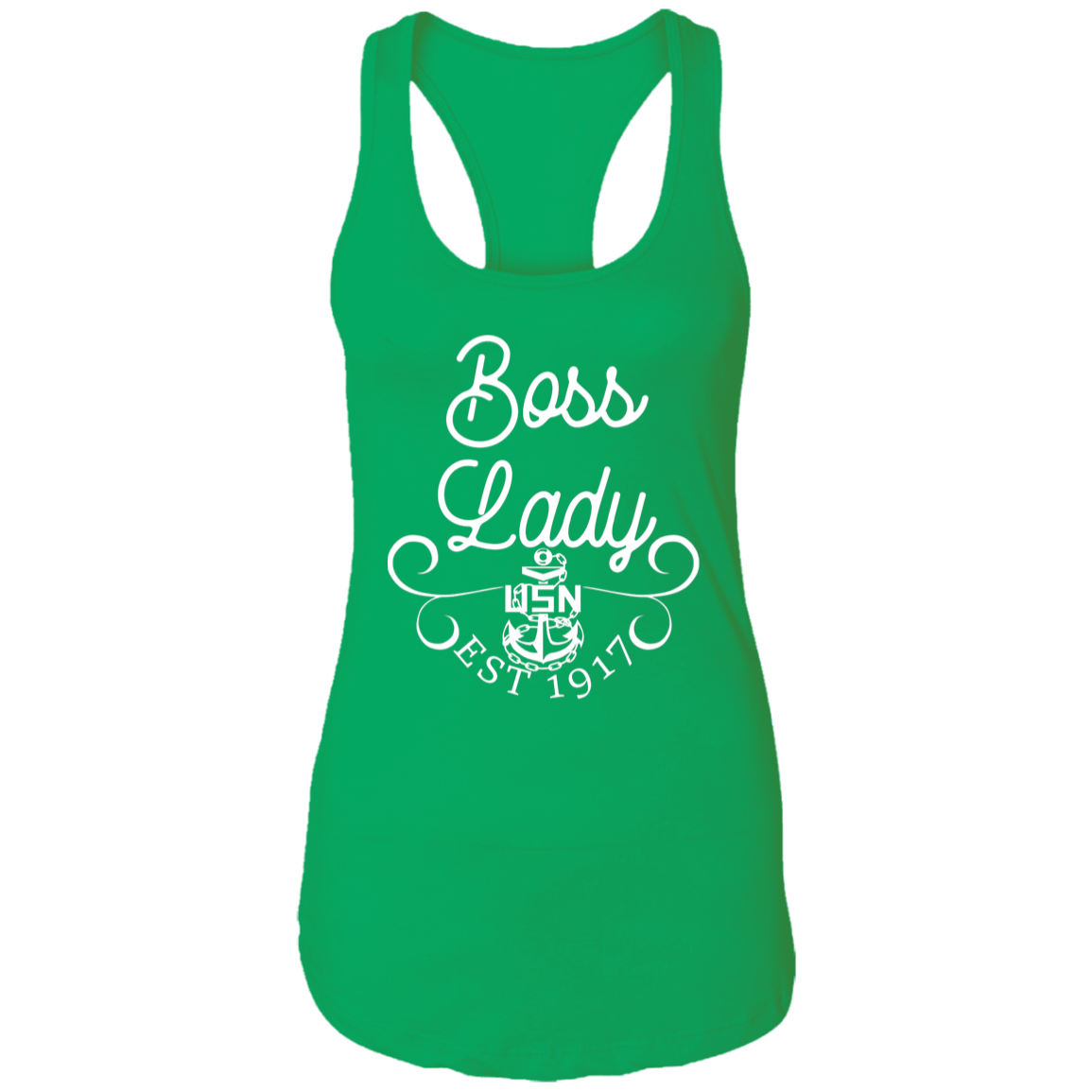 Boss Lady White Design Ladies Racerback Tank