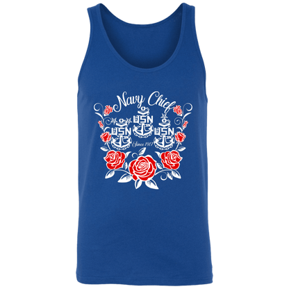 Navy Chief Rose White Unisex Tank