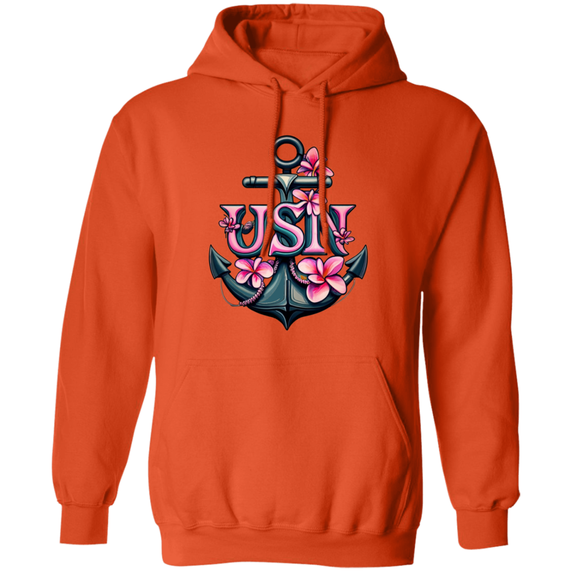 Pink Flower Anchor Pullover Hoodie