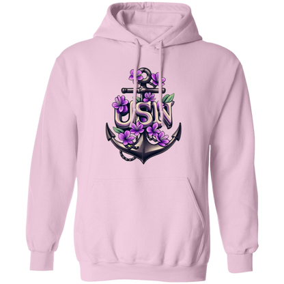 Purple Flower Anchor Pullover Hoodie