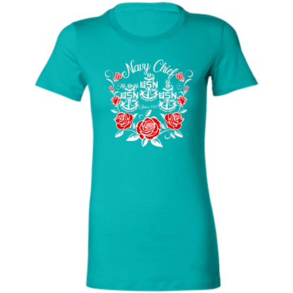 Navy Chief Rose White Ladies' Favorite T-Shirt