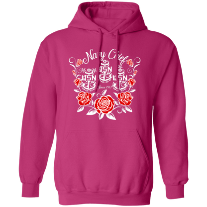 Navy Chief Rose White Pullover Hoodie