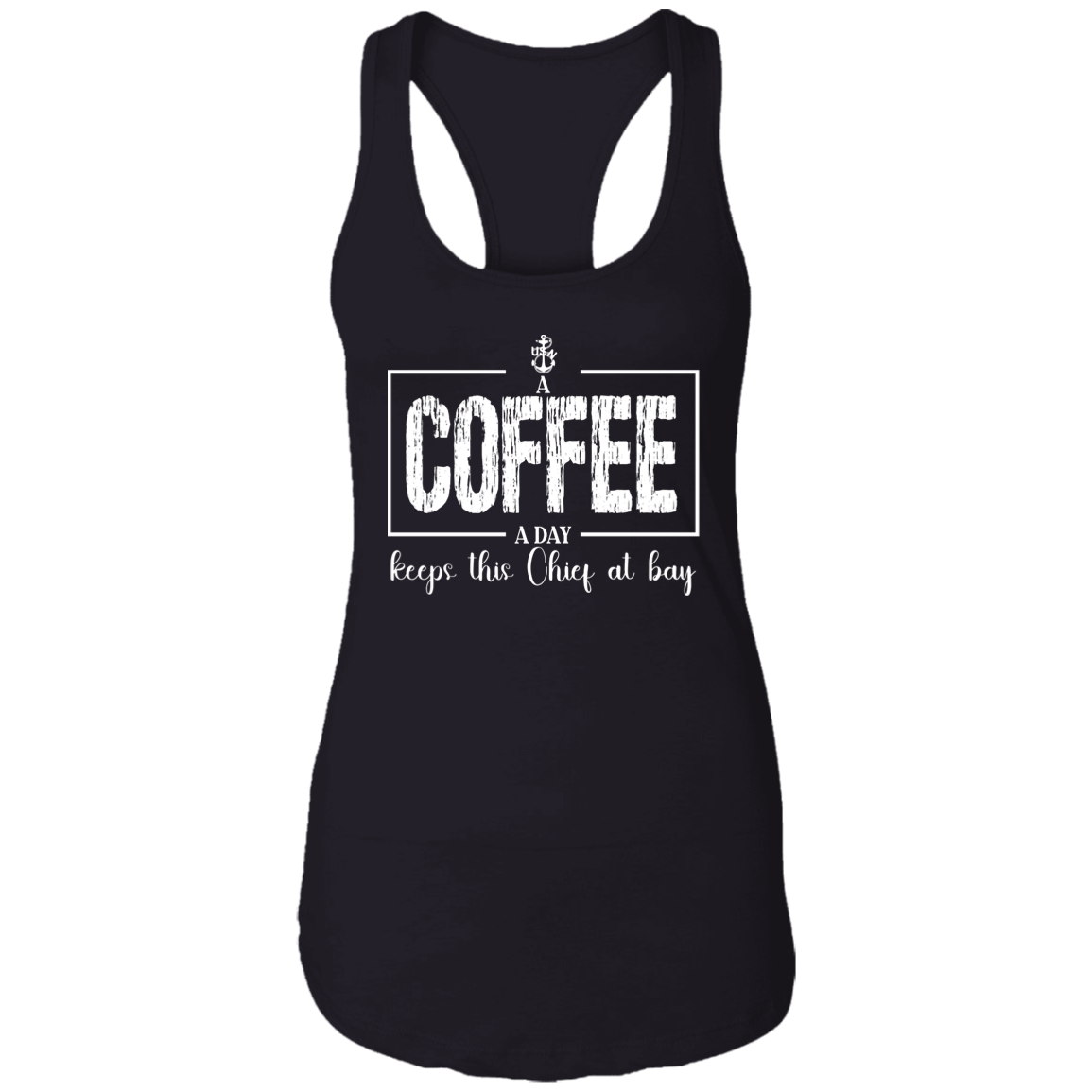 A Coffee a Day White Design Ladies Racerback Tank