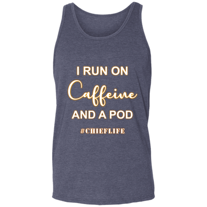 I Run On Caffeine White Design  Unisex Tank