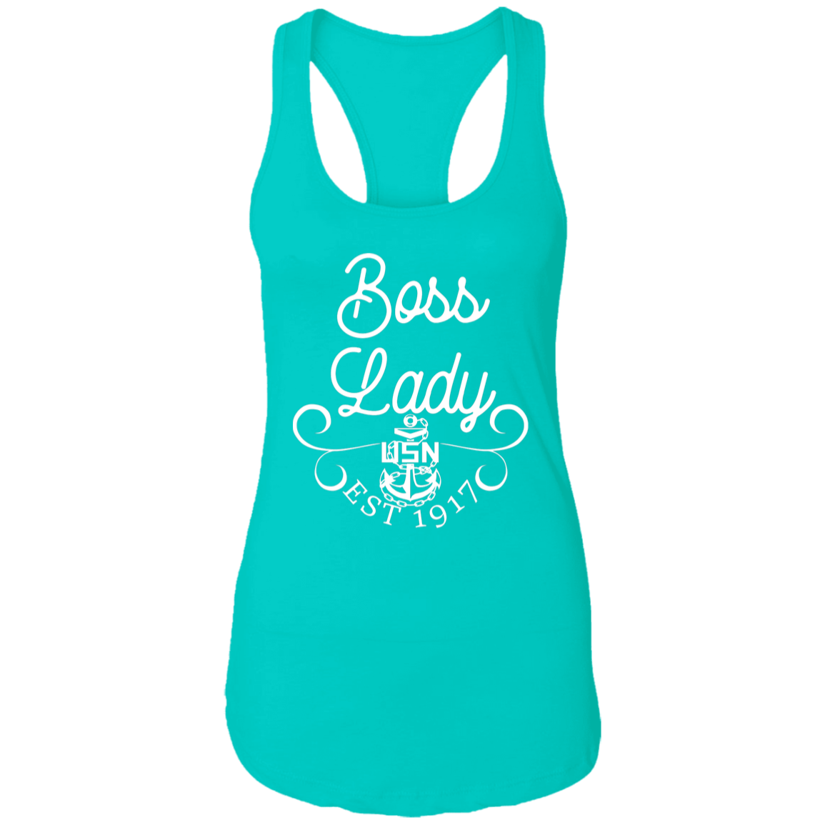 Boss Lady White Design Ladies Racerback Tank