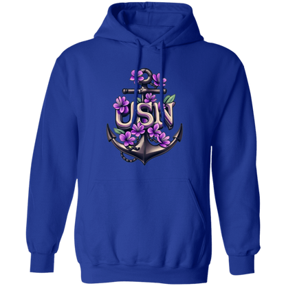 Purple Flower Anchor Pullover Hoodie
