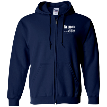 Retired Definition White Zip Up Hooded Sweatshirt