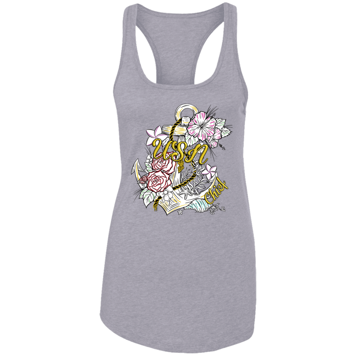 Wooden Anchor Ladies Racerback Tank