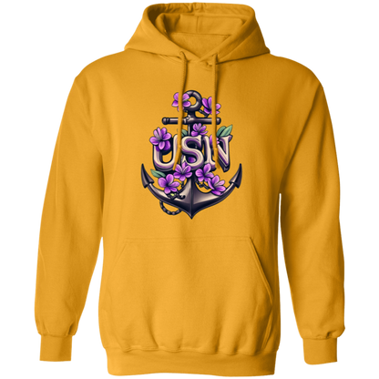Purple Flower Anchor Pullover Hoodie