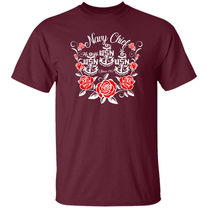 Navy Chief Rose White 5.3 oz. T-Shirt