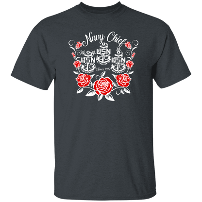 Navy Chief Rose White 5.3 oz. T-Shirt