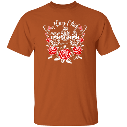 Navy Chief Rose White 5.3 oz. T-Shirt
