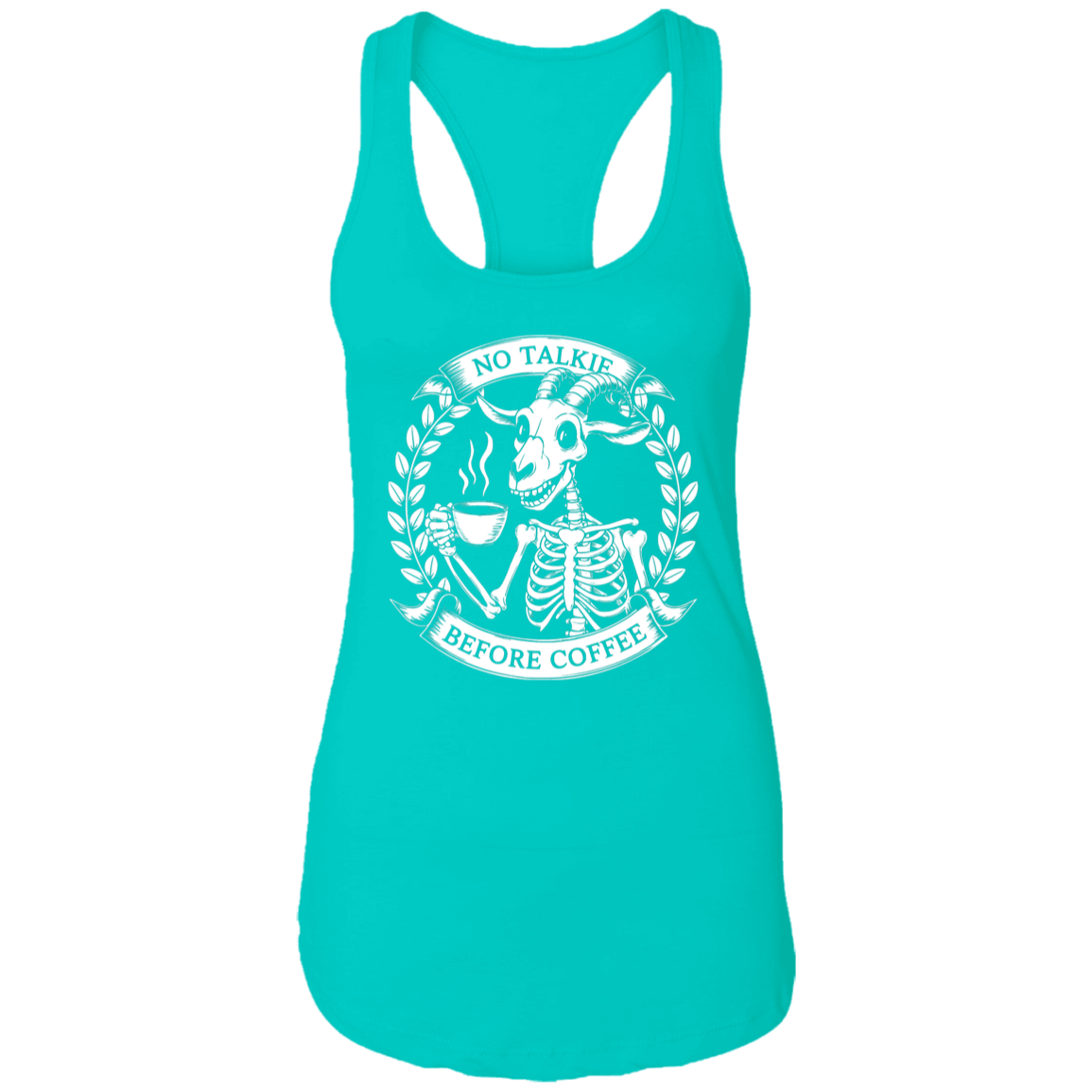 No Talkie Before Coffee Ladies Racerback Tank