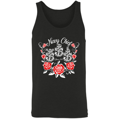 Navy Chief Rose White Unisex Tank