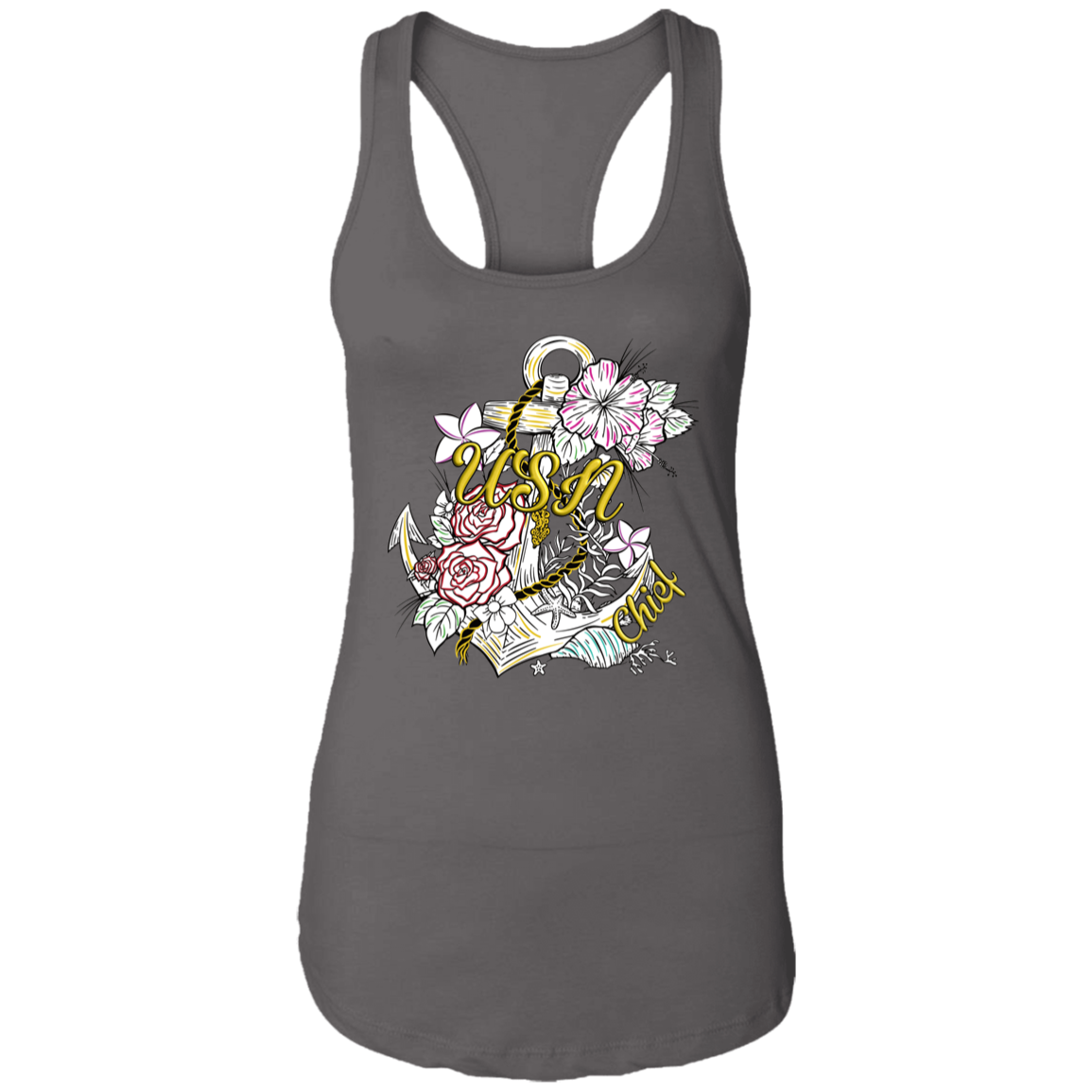 Wooden Anchor Ladies Racerback Tank