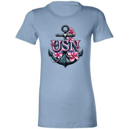 Pink Flower Anchor  Ladies' Favorite T-Shirt