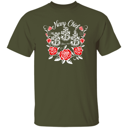 Navy Chief Rose White 5.3 oz. T-Shirt