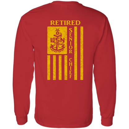 Retired Senior Chief Flag FB LS T-Shirt 5.3 oz.