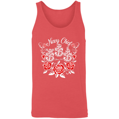 Navy Chief Rose White Unisex Tank