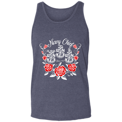 Navy Chief Rose White Unisex Tank