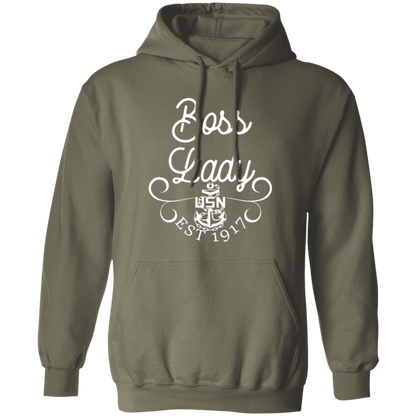 Boss Lady White Design Pullover Hoodie