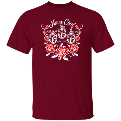 Navy Chief Rose White 5.3 oz. T-Shirt