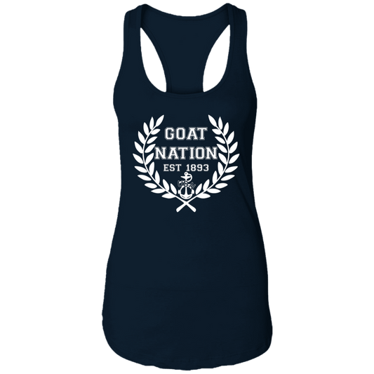 Goat Nation White Ladies Racerback Tank