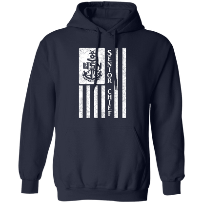 Senior Chief Flag White Pullover Hoodie