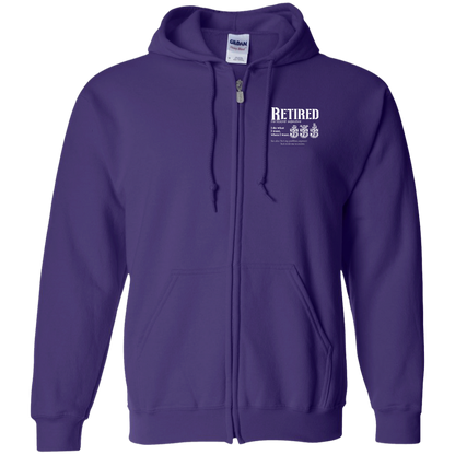 Retired Definition White Zip Up Hooded Sweatshirt