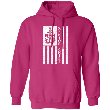 Senior Chief Flag White Pullover Hoodie
