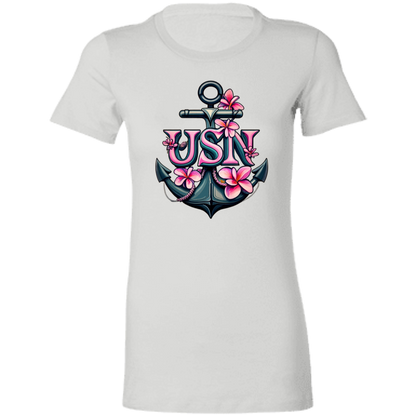 Pink Flower Anchor  Ladies' Favorite T-Shirt