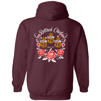 Retired Chief Rose Zip Up Hooded Sweatshirt