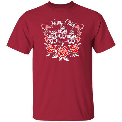 Navy Chief Rose White 5.3 oz. T-Shirt