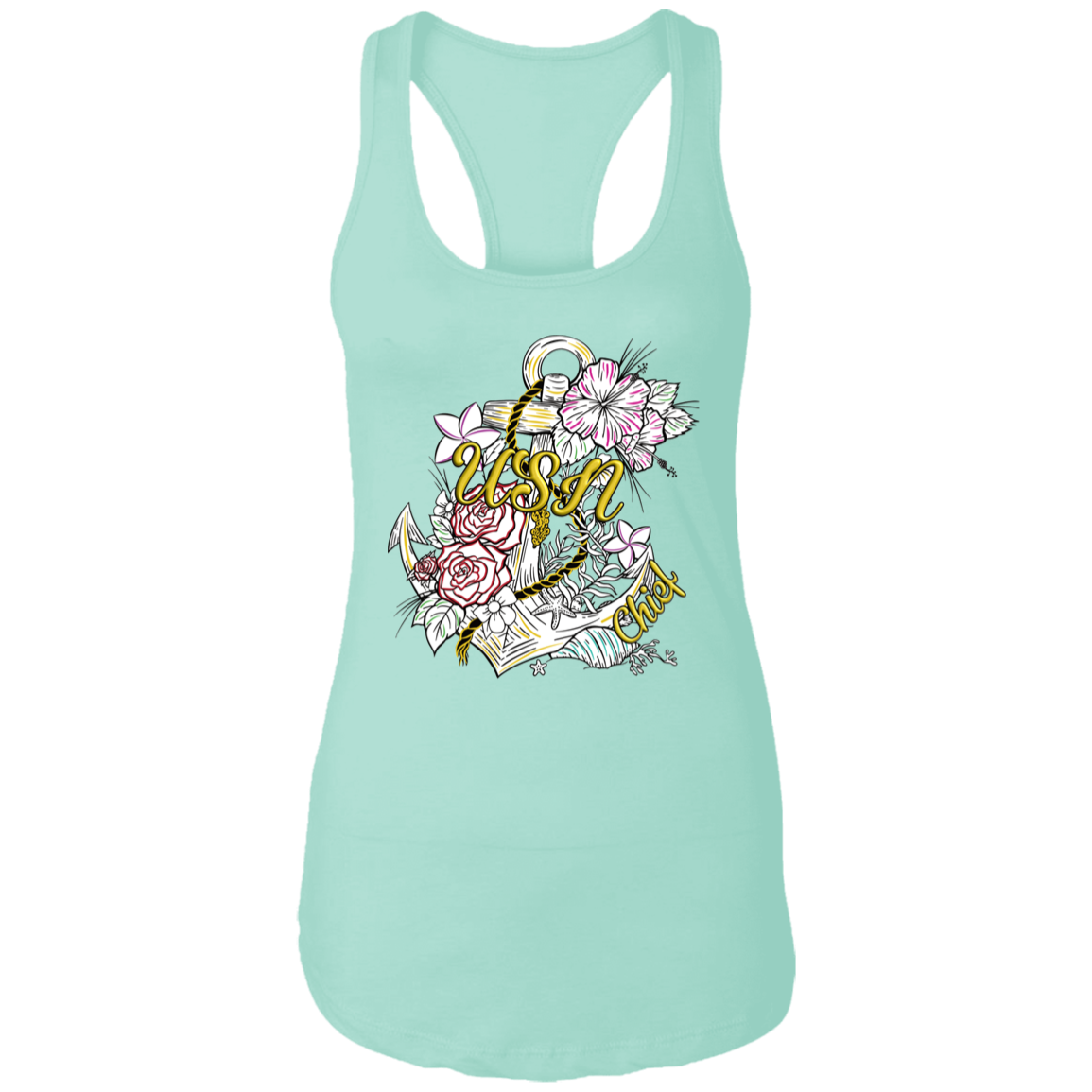 Wooden Anchor Ladies Racerback Tank