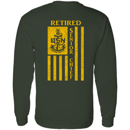 Retired Senior Chief Flag FB LS T-Shirt 5.3 oz.