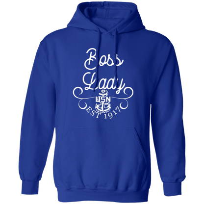 Boss Lady White Design Pullover Hoodie