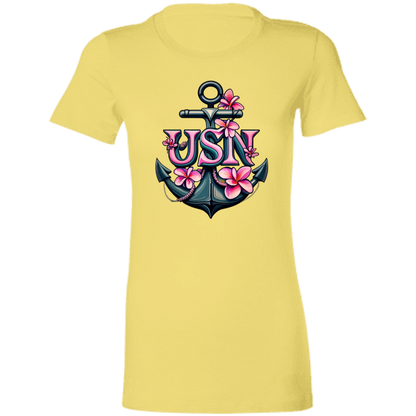 Pink Flower Anchor  Ladies' Favorite T-Shirt