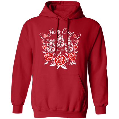 Navy Chief Rose White Pullover Hoodie