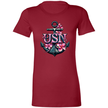 Pink Flower Anchor  Ladies' Favorite T-Shirt