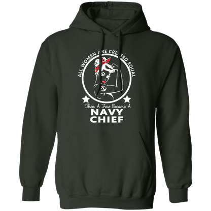 Navy Girl Chief White Pullover Hoodie
