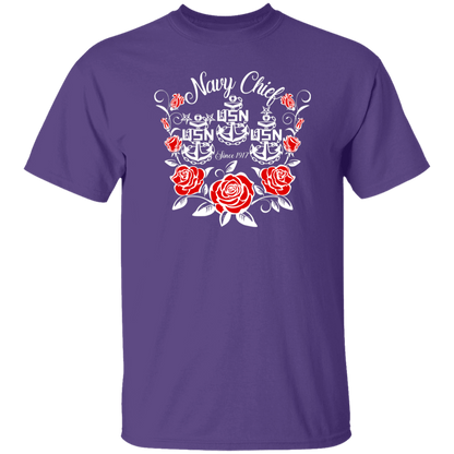 Navy Chief Rose White 5.3 oz. T-Shirt