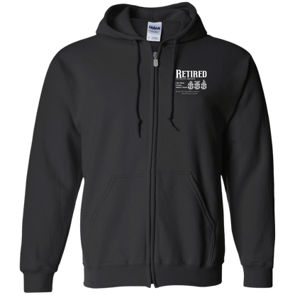 Retired Definition White Zip Up Hooded Sweatshirt