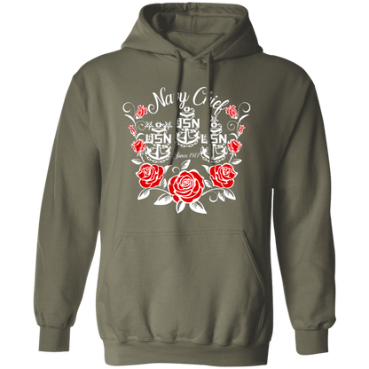 Navy Chief Rose White Pullover Hoodie