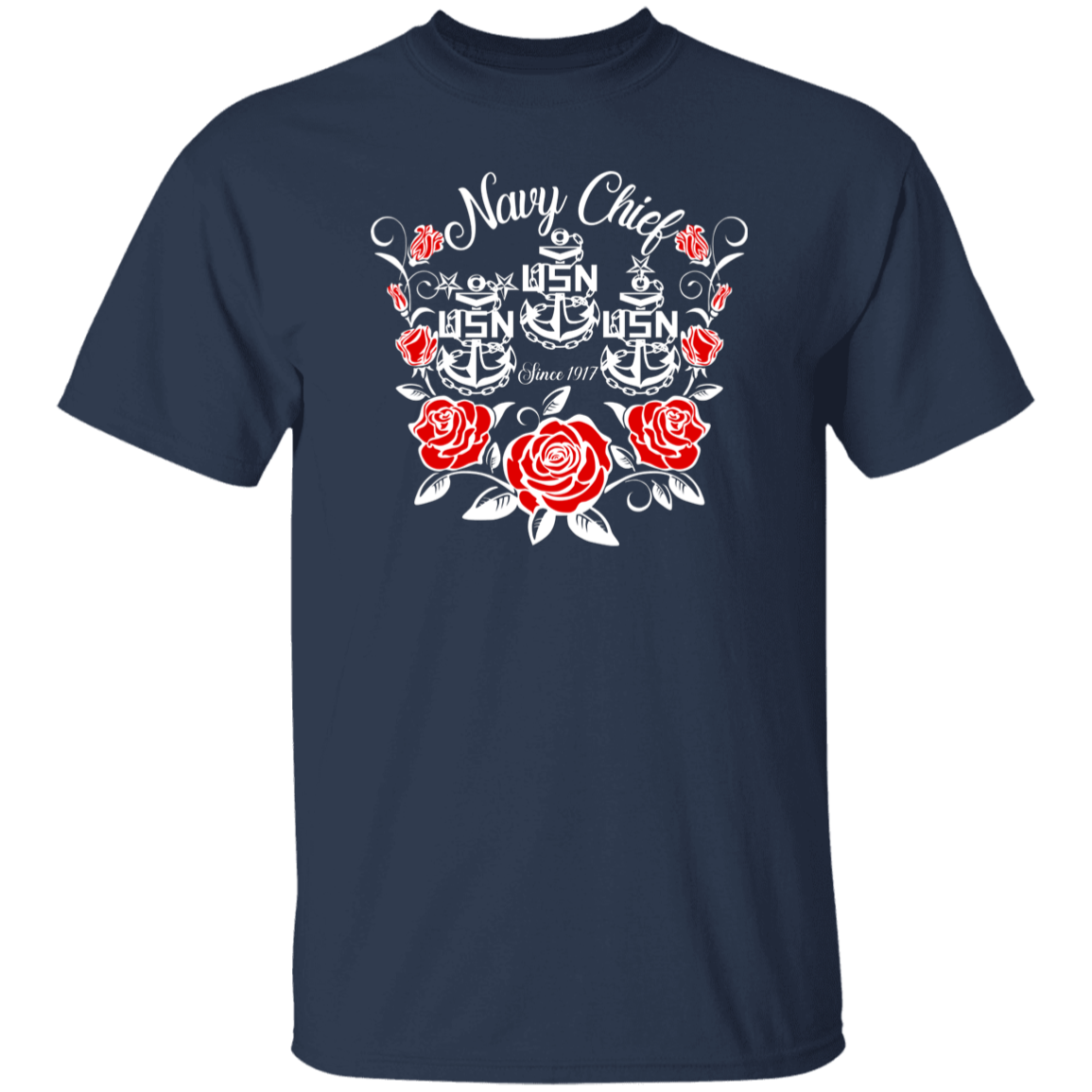 Navy Chief Rose White 5.3 oz. T-Shirt