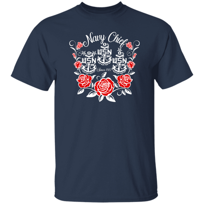 Navy Chief Rose White 5.3 oz. T-Shirt