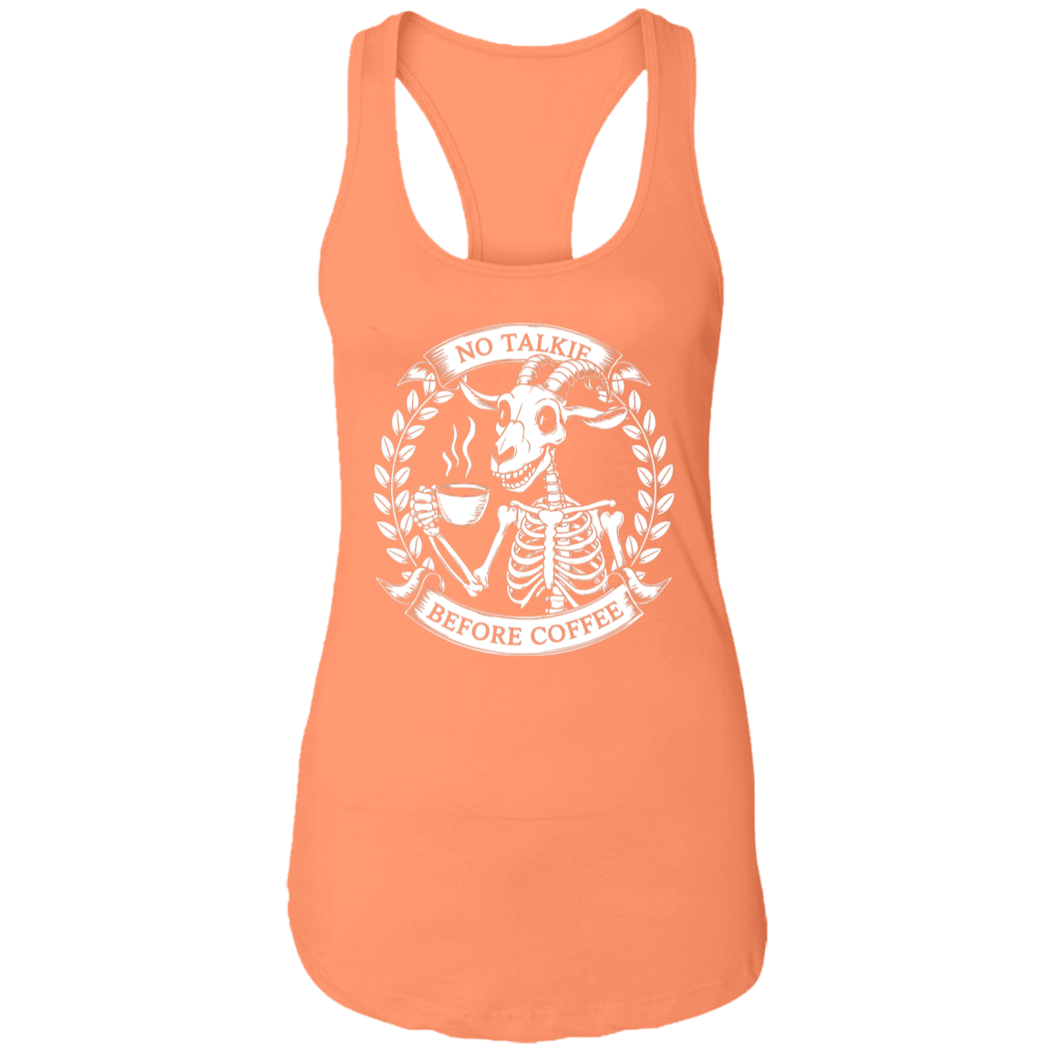 No Talkie Before Coffee Ladies Racerback Tank