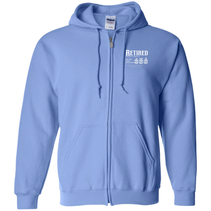 Retired Definition White Zip Up Hooded Sweatshirt