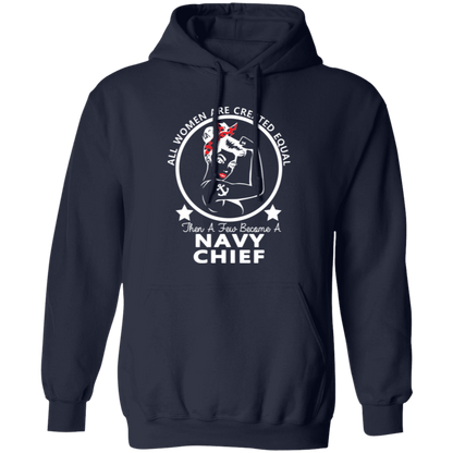 Navy Girl Chief White Pullover Hoodie