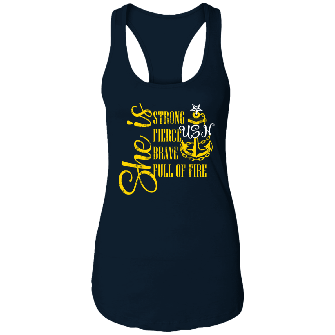 She is Senior Ladies Racerback Tank