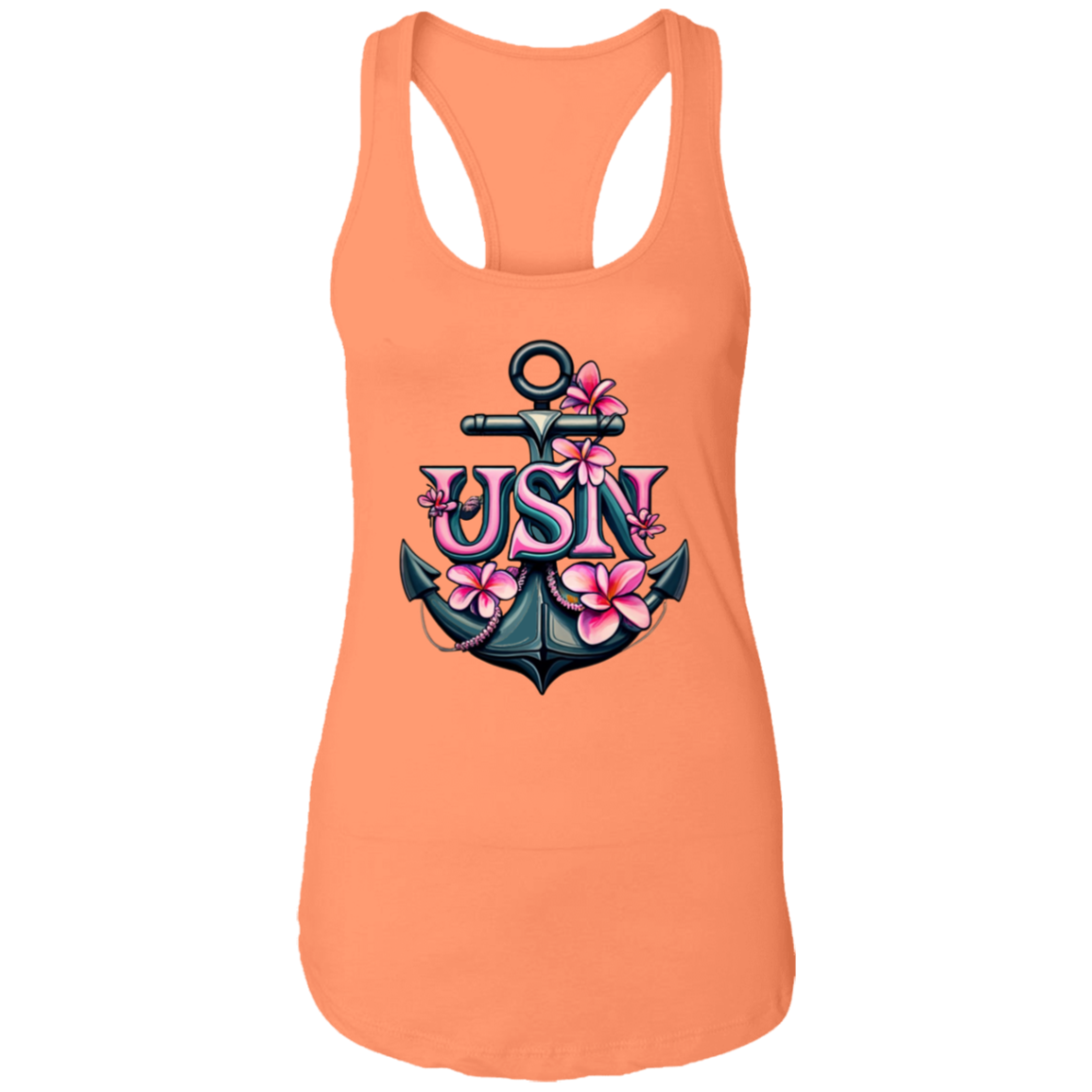 Pink Flower Anchor Ladies Ideal Racerback Tank